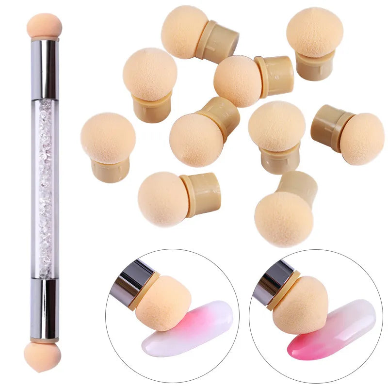 Sponge Heads Replacement Nails Art Gel Polish Color Gradient Brush Glitter Powder Dotting Pen For Manicure Accessories Tools