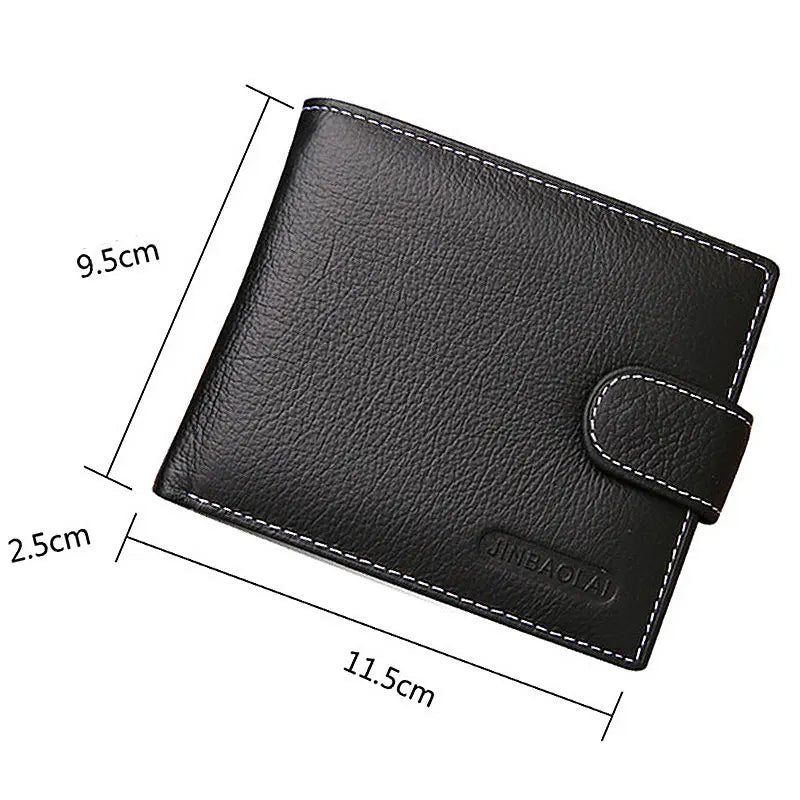 JINBAOLAI Leather Men Wallets Cow Leather Solid Sample Style Zipper Purse Man Card Horders Famous Brand High Quality Male Wallet