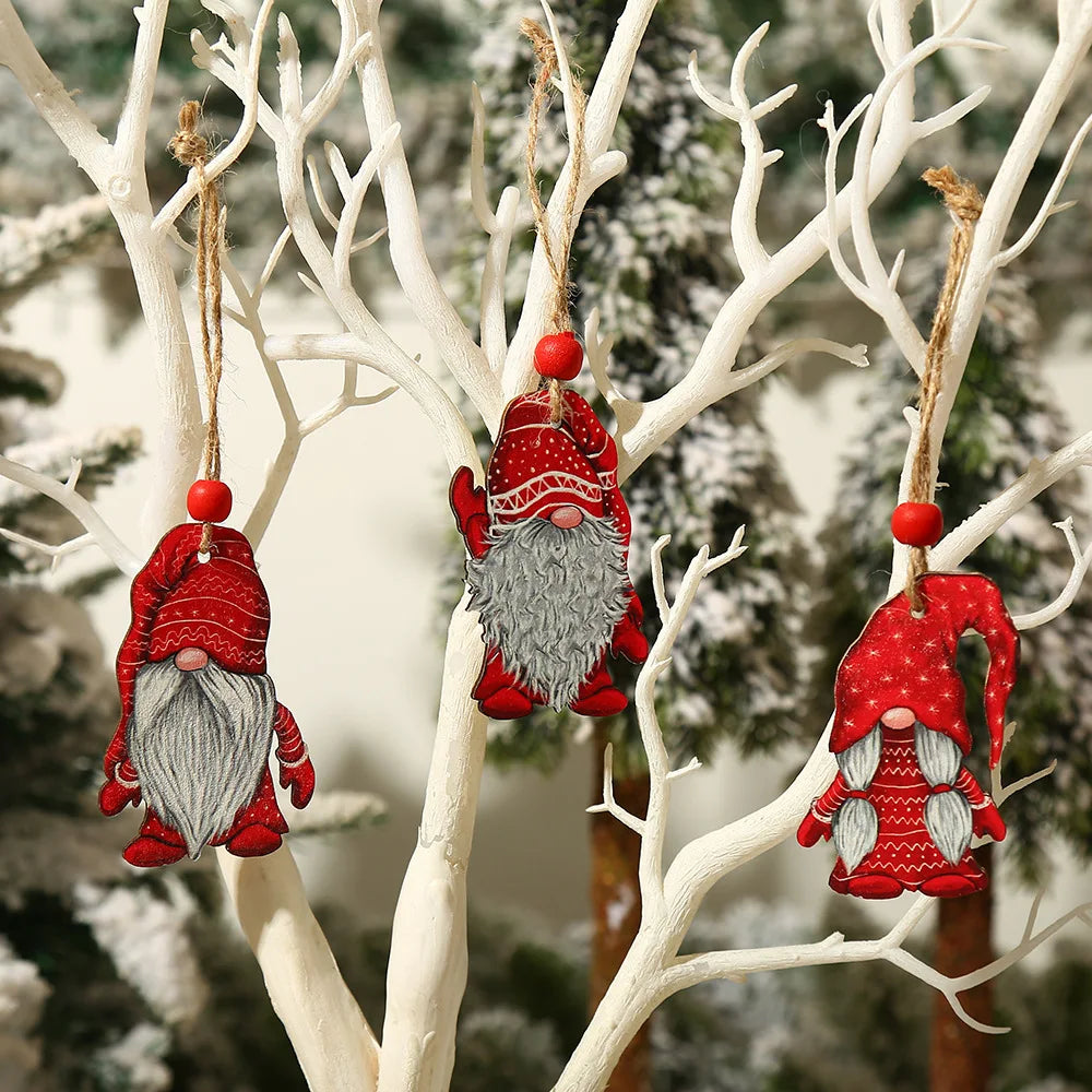 9/12pc Christmas Gnomes Wooden Pendant Christmas Tree Hanging Oranment Navidad New Year 2024 Gift Xmas Decorations for Home Noel