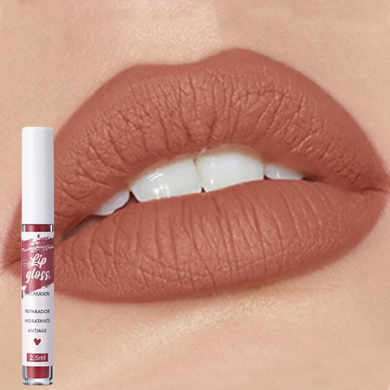 Waterproof Velvet Matte Nude Lip Gloss Sexy Long Lasting Non-stick Cup Nude Red Liquid Lipstick Make-up For Women Korea Cosmetic