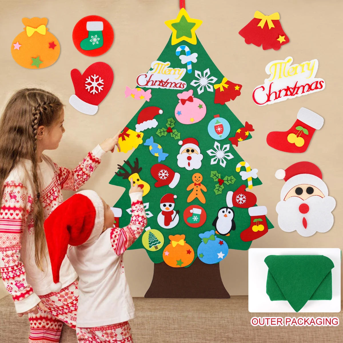 DIY Felt Christmas Tree Merry Christmas Decorations For Home 2023 Cristmas Ornament Xmas Navidad Gifts Santa Claus New Year Tree