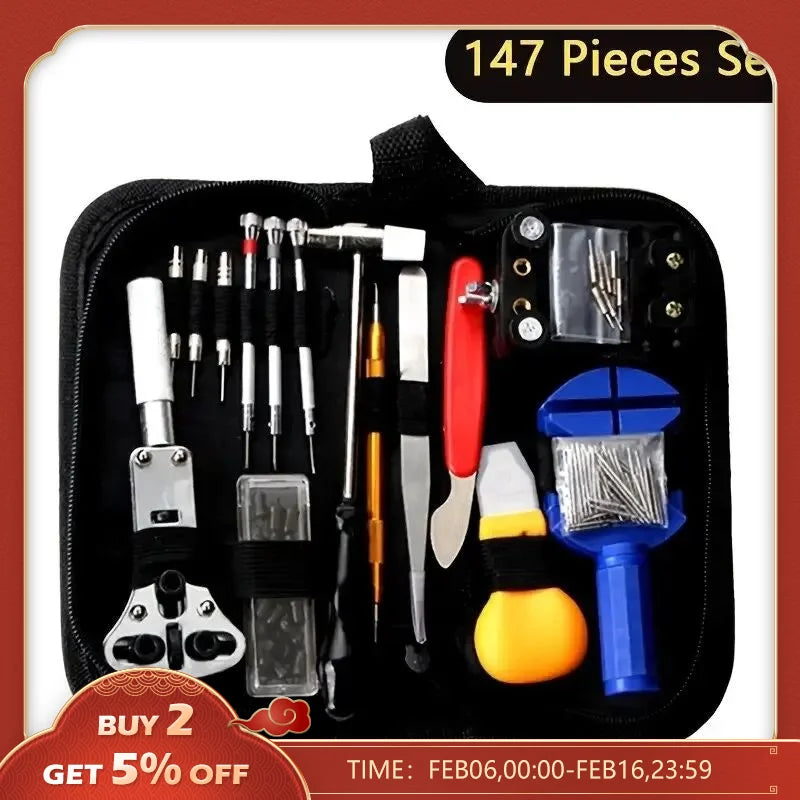 147pcs,212pcs Watch Repair Tool Set Disassembly Clock Opener Housing Kit Link Spring Bar Remover