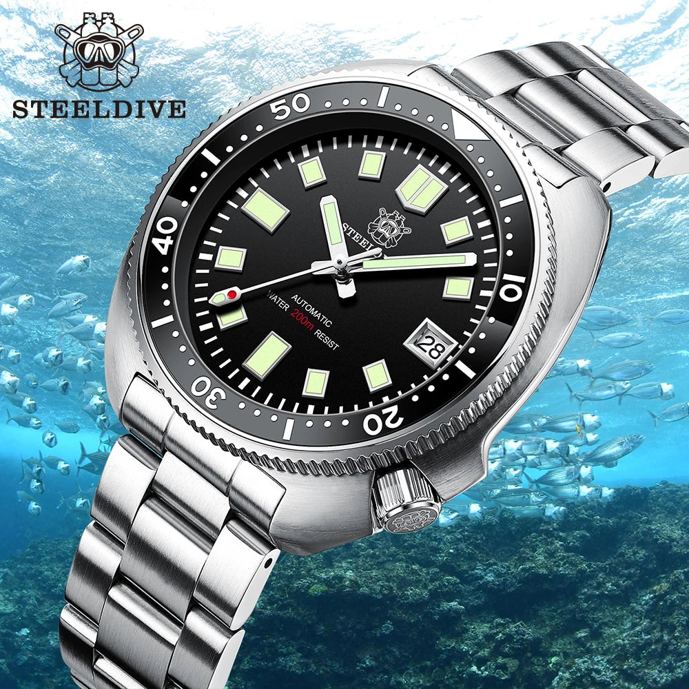 SD1970 Steeldive Brand 200M Waterproof Sapphire Glass 44MM Men NH35 Dive Watch with Ceramic Bezel