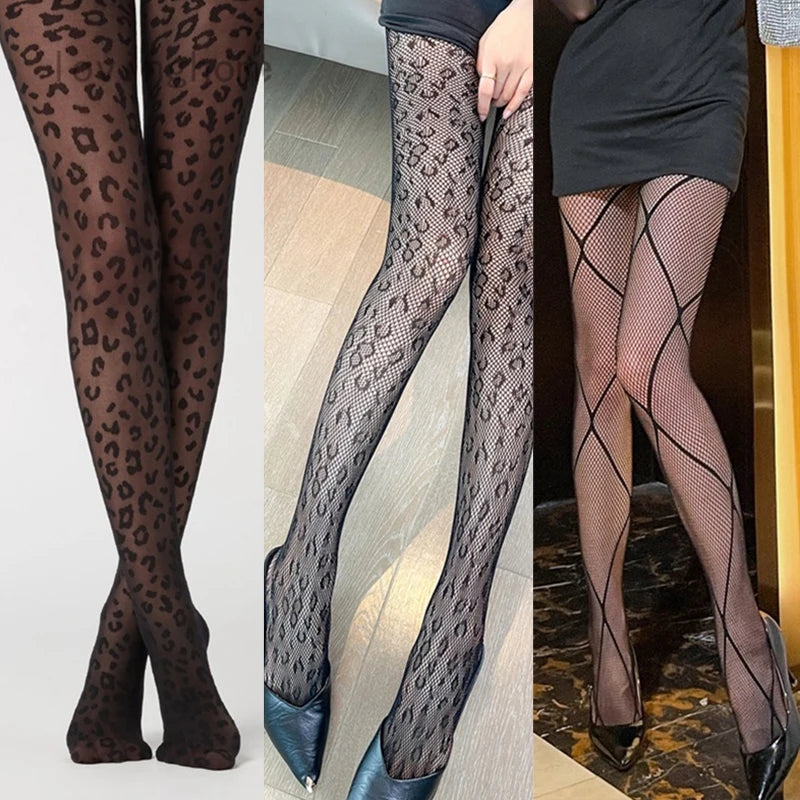 Gothic Fishnet Stockings Lolita Mesh Tights for Women Netting Stockings Y2k Pantyhose with Flower Pattern Leggings Sexy Lingerie