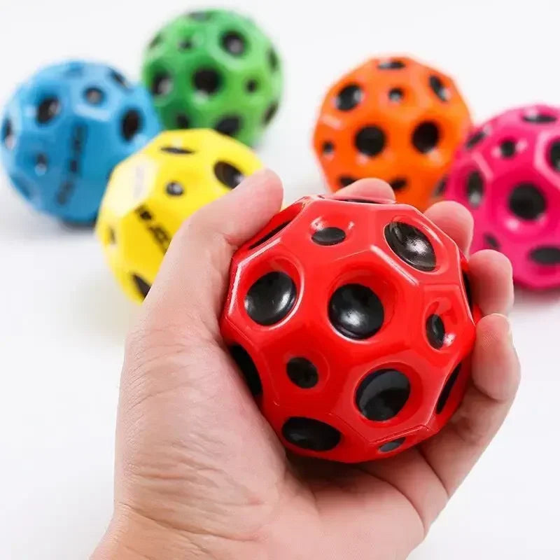 High Resilience Hole Ball Soft Bouncy Ball Anti-fall Moon Shape Porous Bouncy Ball Kids Indoor Outdoor Toy Ergonomic Design