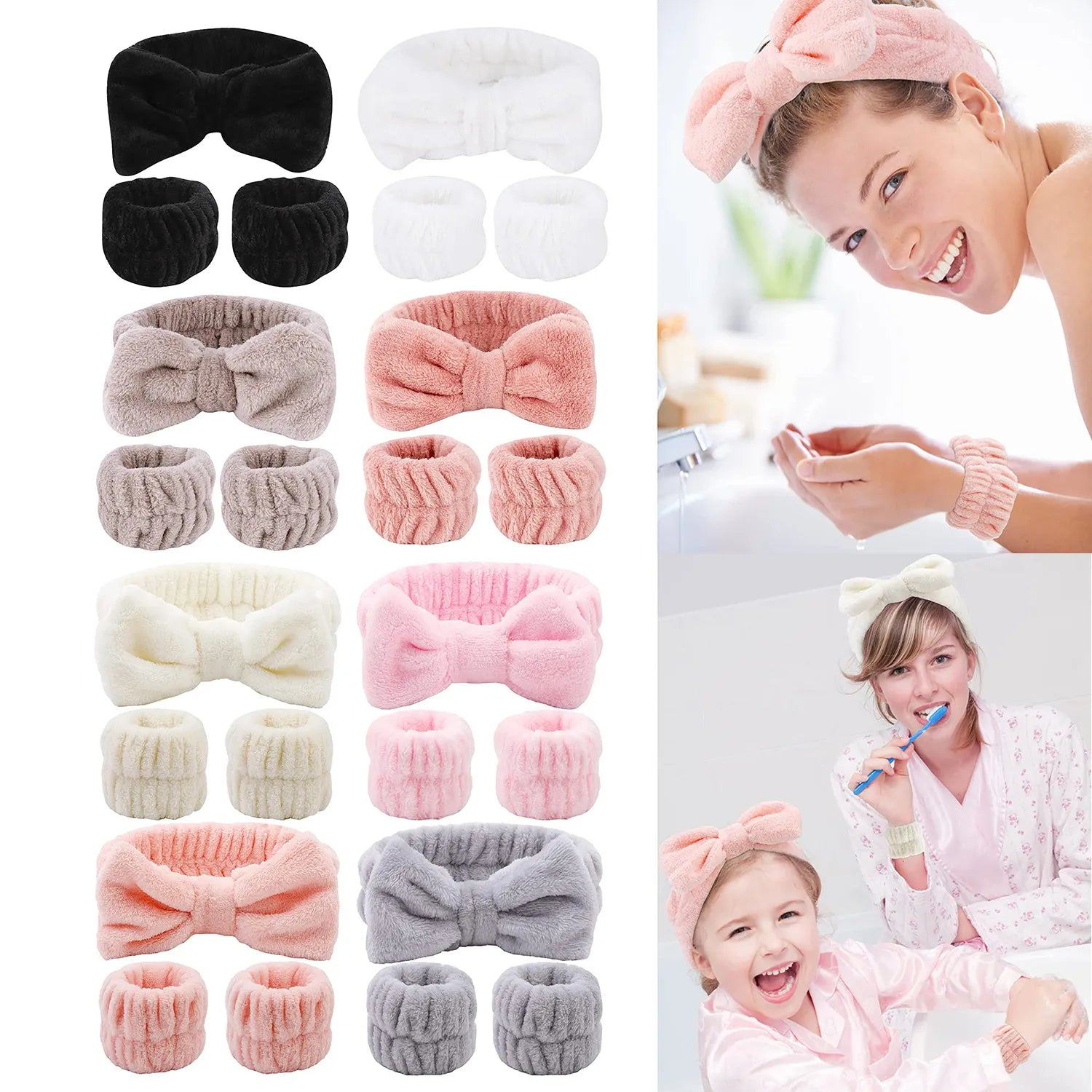 Wash Face Wristband Set Headbands Spa Bathroom Accessories Set Water Absorption Waterproof Wristbands Women Girls Sweatbands