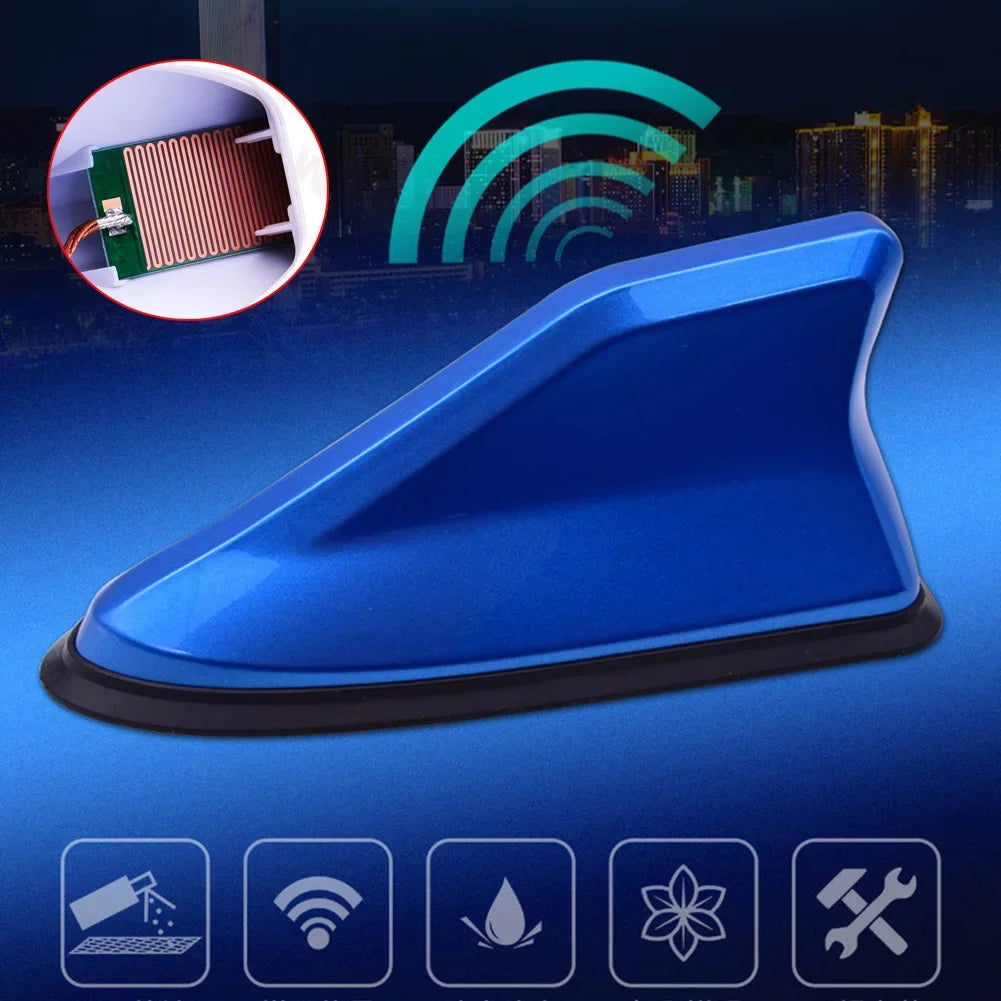 16cm Universal Carbon Fiber Look Car Roof Top Mount Shark Fin Aerial Antenna Toppers Auto Radio AM FM Antenna Signal Amplifier