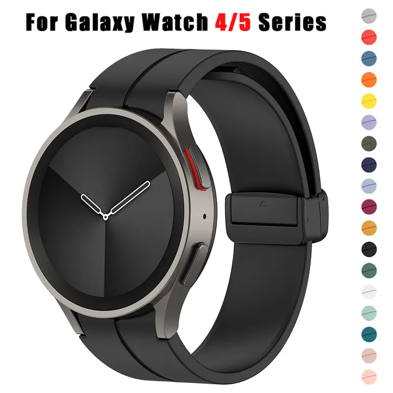 Original Silicone Strap for Samsung Watch 5/4 44mm 40mm Watch 5 Pro 45mm Magnetic Buckle Band for Galaxy Watch 4 Classic 42 46mm