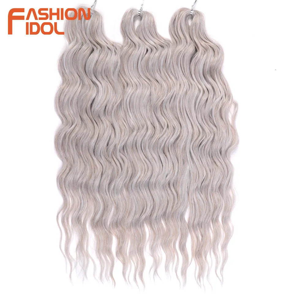 Anna Hair Synthetic Loose Deep Wave Braiding Hair Extensions 24 Inch Water Wave Braid Hair Ombre Blonde Twist Crochet Curly Hair