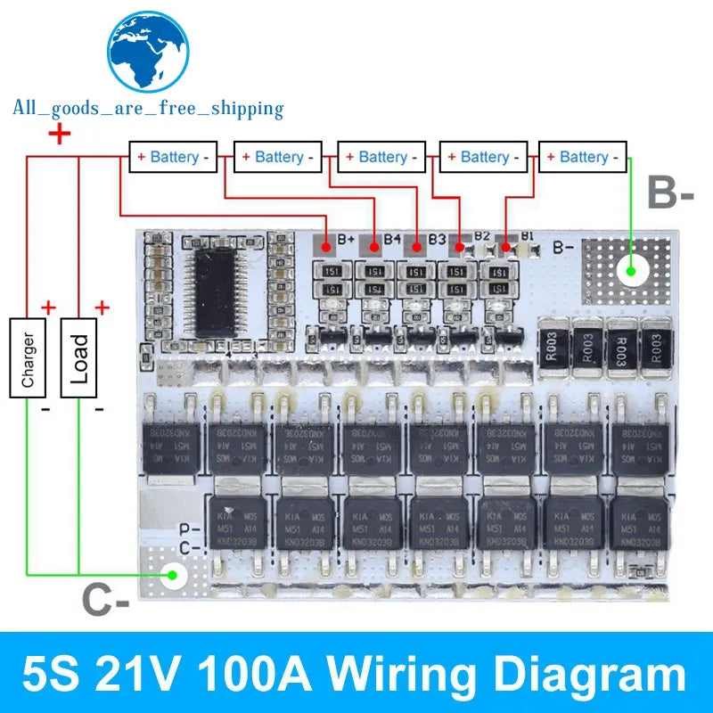 TZT 3s/4s/5s Bms 12v 16.8v 21v 3.7v 100a Li-ion Lmo Ternary Lithium Battery Protection Circuit Board Li-polymer Balance Charging