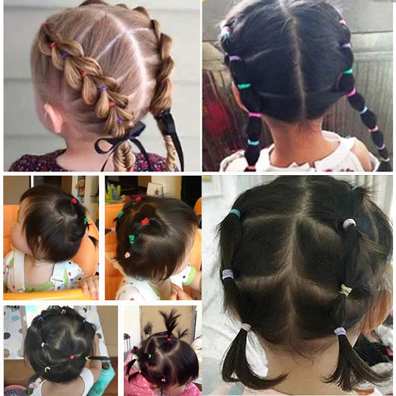 2000 Piece Pack Children's High Elasticity Rubber Band Hair Rope Colored Hair Accessories Girls Ponytail hairband gift