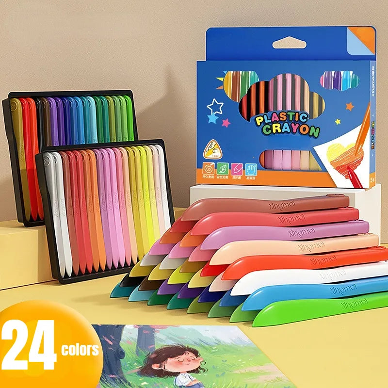 24/12PCS Colorful Crayons Safe Non-Toxic Drawing Toys For Children Graffiti Coloring Pencil Pen Painting Students Stationery