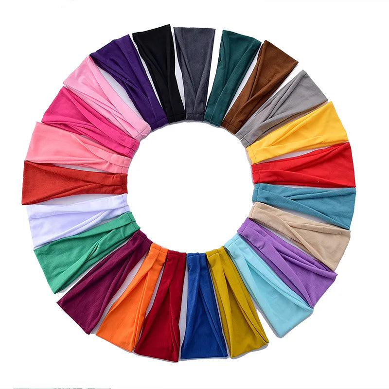 Women Solid Color Elastic Hair Bands Yoga Headband Fashion Turban Makeup Hair Hoop Vintag Headwrap Hair Accessories Wholesale