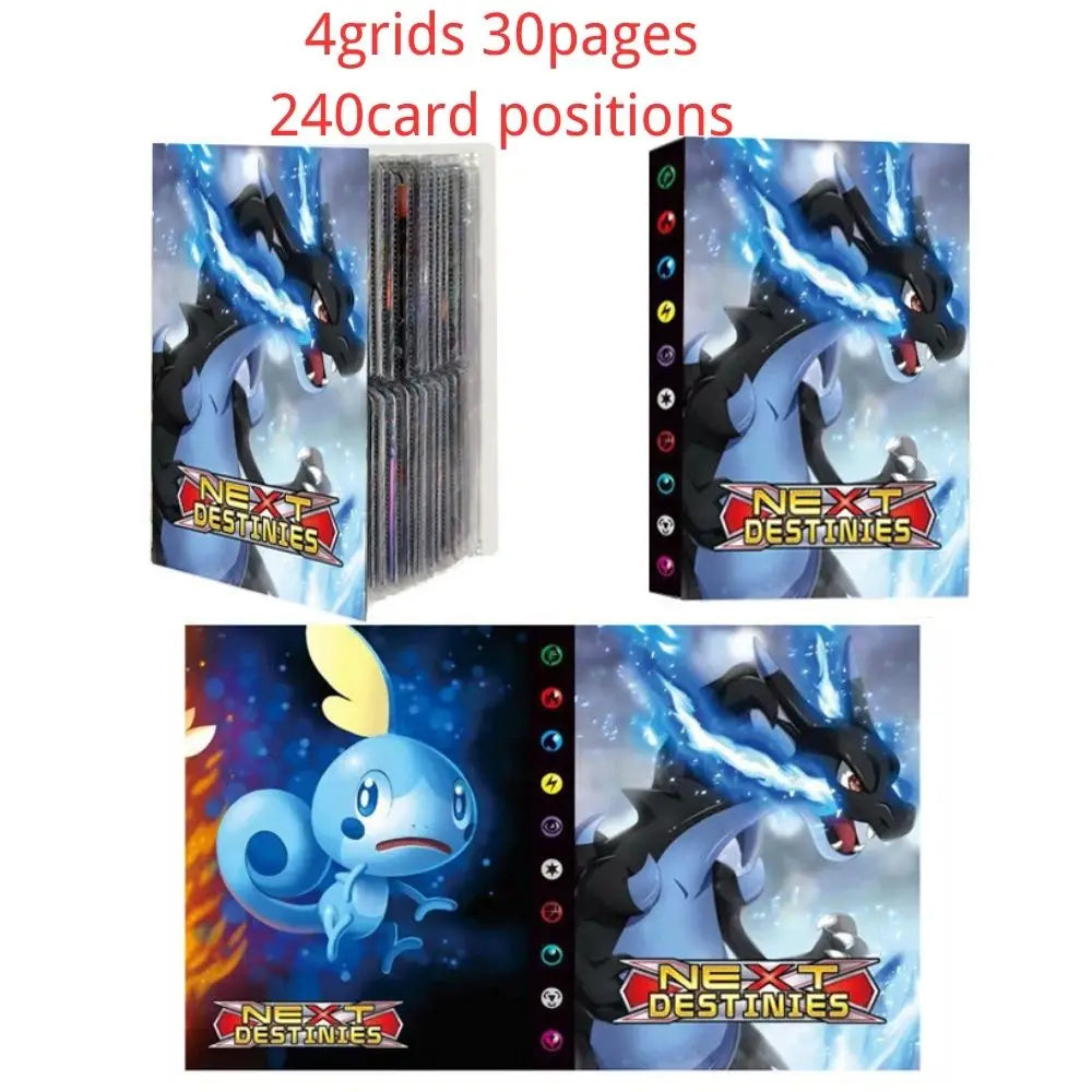 240Pcs Holder Album Toys Pokemon Anime Card Collections Mewtwo Charizard Book Game Card Binder Folder Children Loaded List Toys