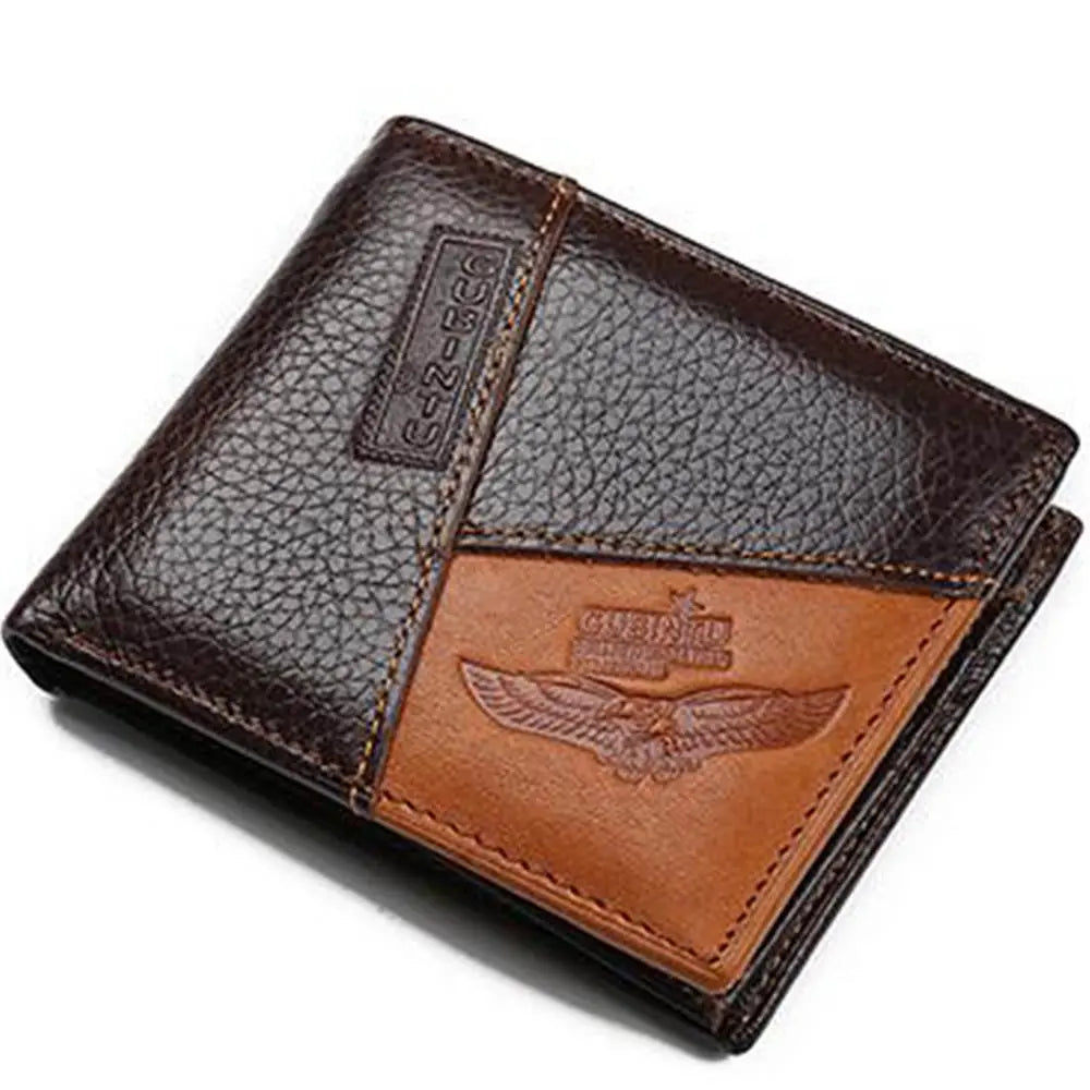 GUBINTU Genuine Leather Men Wallets Coin Pocket Zipper Real Men's Leather Wallet with Coin High Quality Male Purse Eagle cartera