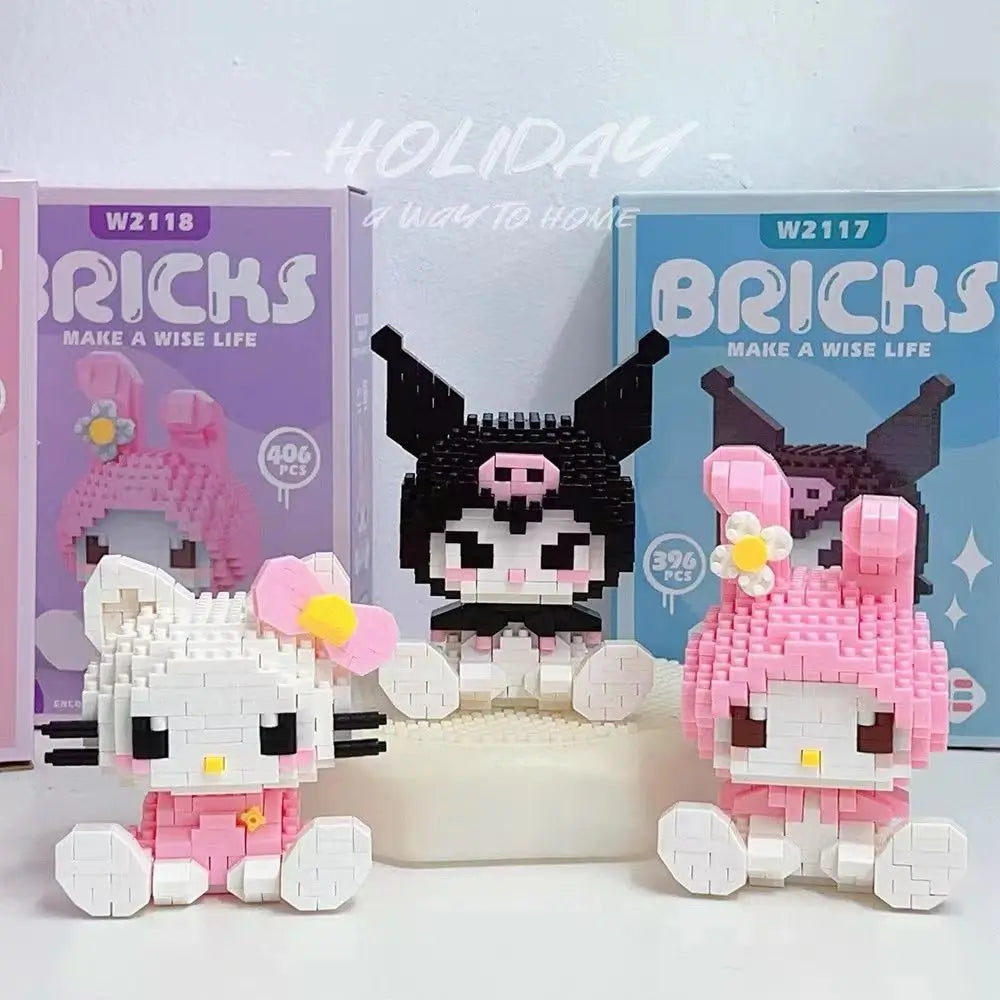 Hello Kitty Building Block Assembled Toys Decorative Ornament Sanrio Anime Figure Kuromi Model My Melody Children's Puzzle Gift