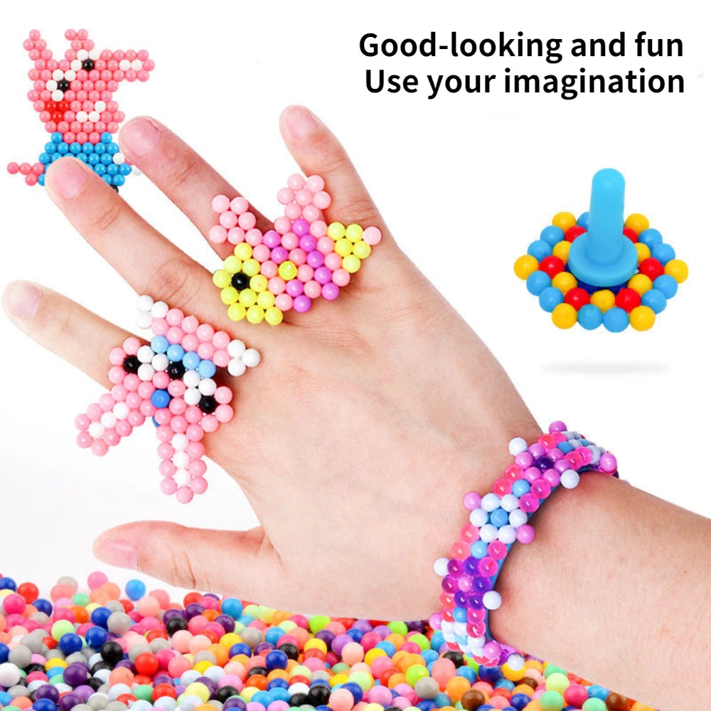 1000 Pcs/box DIY Water Spray Magic Beads Handmade Toy Set Children's Color Crystal Beads Puzzle Craft Kit Gift Variety Bean Toys