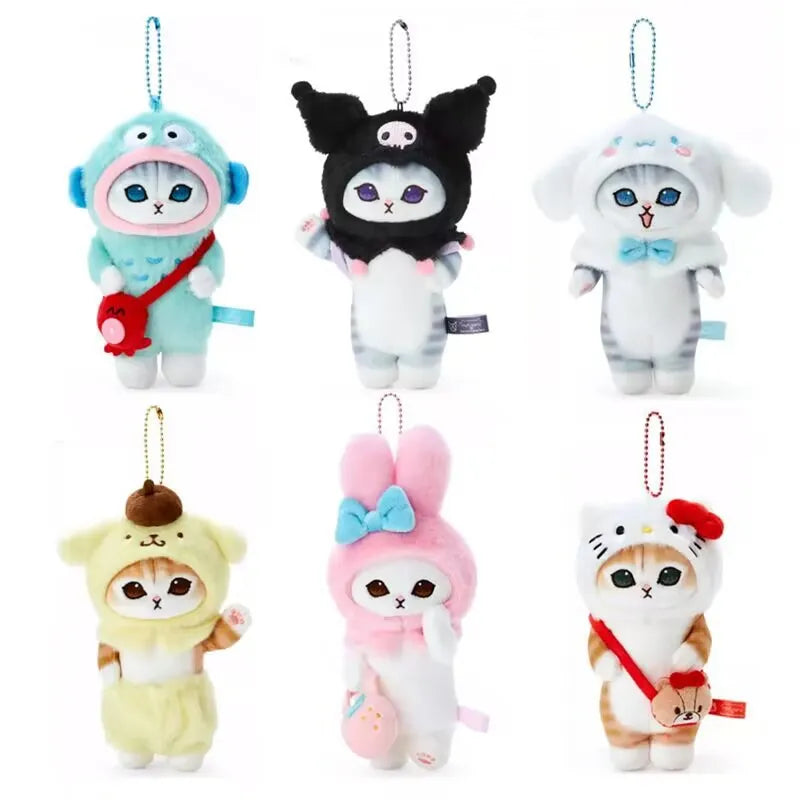 Shark Cat Series Sanrio Kuromi Hello Kitty My Melody Cinnamoroll Cat Plush Toys Bag Decoration Pendant Christmas Gifts Keychain