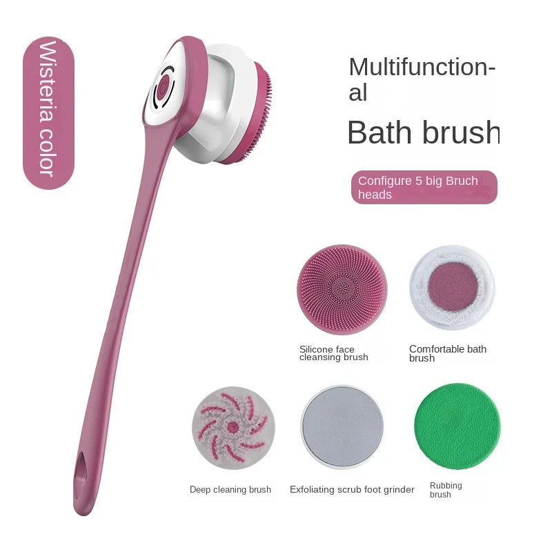 Silicone Body Scrubber Electric Shower Brush Cordless USBcharge Bath Washing Silicon Back Massage Foot Exfoliating Skin Friendly