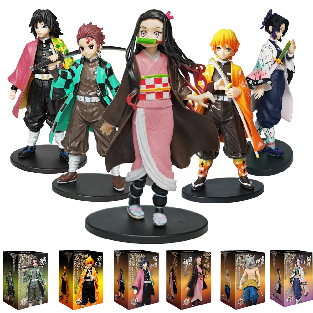 Anime Kamado Tanjirou Nezuko Demon Slayer Figure Action Figures PVC Model Toys Zenitsu Figurine Inosuke Kimetsu No Yaiba Figura