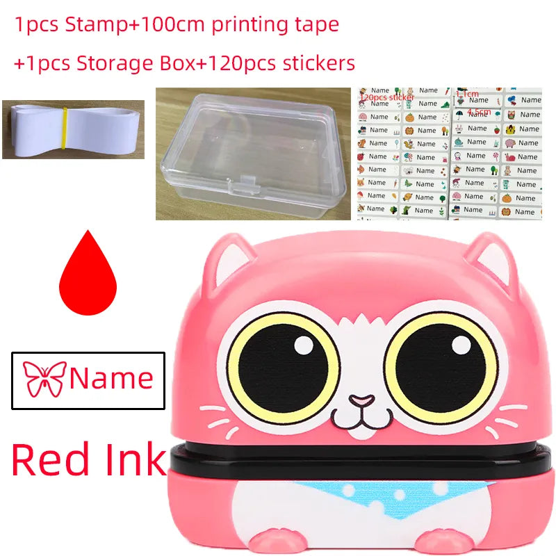 Black/Blue/Red Customized Name Stamp Paints Personal Student Child Baby Engraved Waterproof Non-fading Kindergarten Name Seal