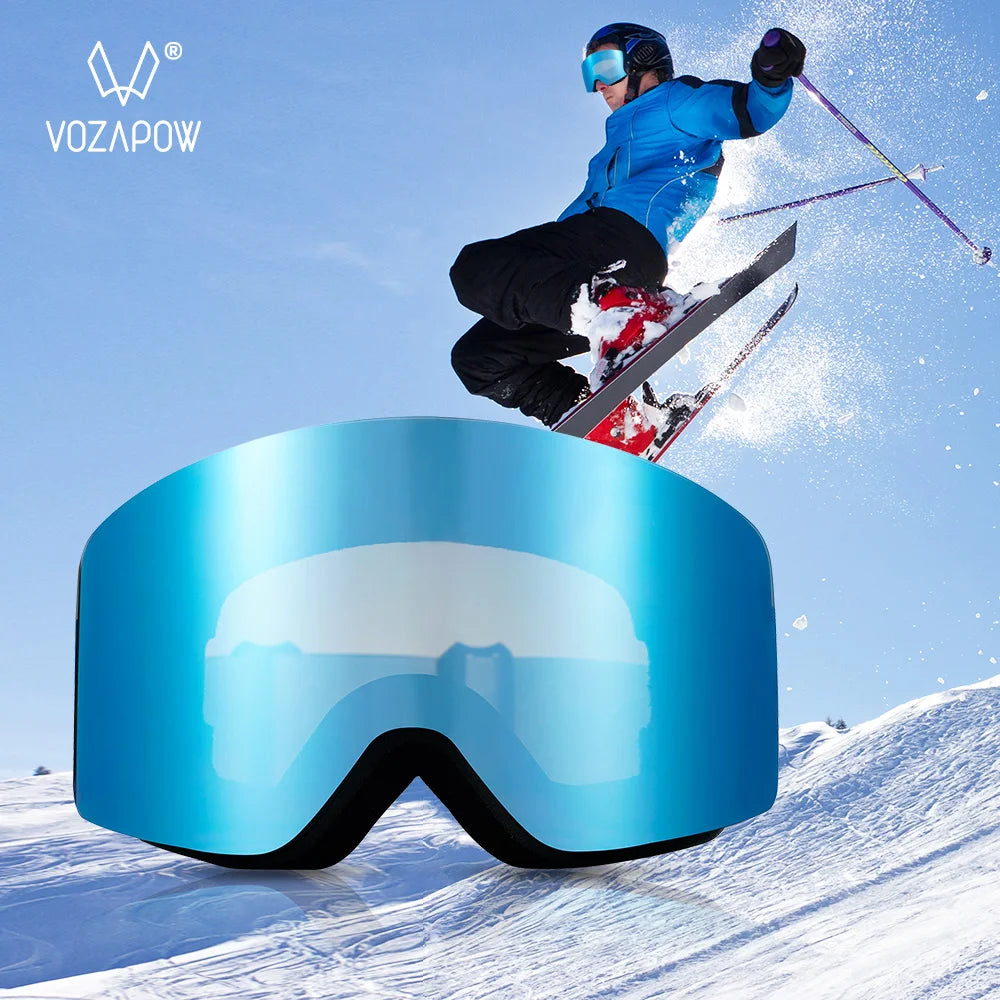 Vozapow Professional Ski Goggles Double Layers Lens Anti Fog UV400 Big Ski Mask Glasses Skiing Snowboard Men Women Snow Goggles