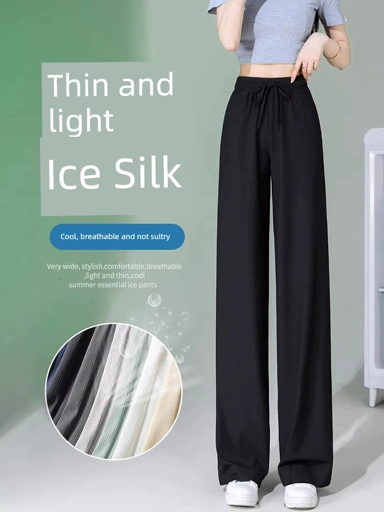 150.00kg Plus Size Ladies Ice Silk Thin Section Casual Loose Pants