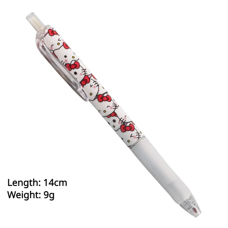 Sanrio 6 pcs Cartoon Gel Pen Kawaii Hello Kitty Kuromi Cinnamoroll Stationery 0.5 Black With Metal Hook Office Write Cute Pens