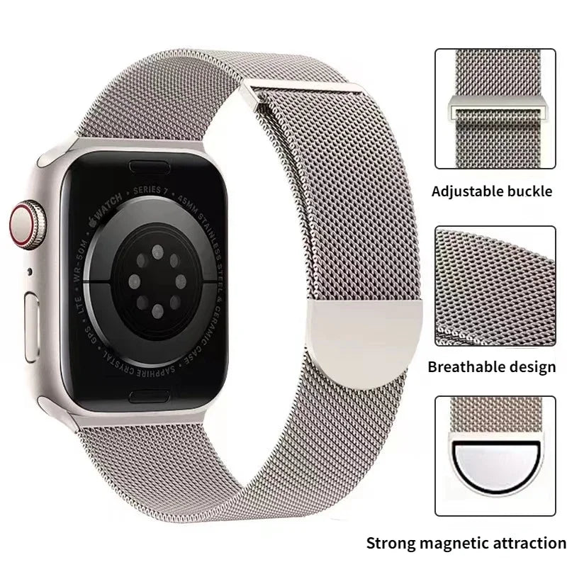 Milanese strap For Apple watch 9 8 7 41mm 45mm Ultra/2 49mm Men's Women's Metal Breathable Band For iWatch 6543SE 44mm 40mm 42mm