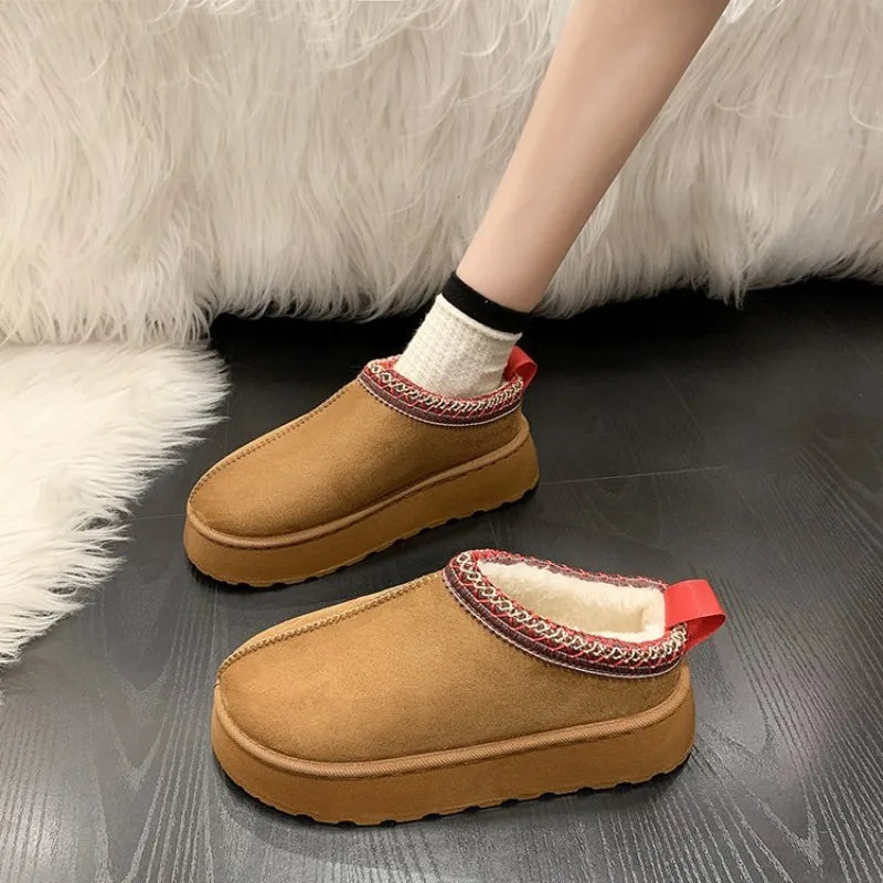 Leisure cotton shoes snow boots for women 2023 winter new addition of velvet warm thick bottom bao head to wear woolen shoes