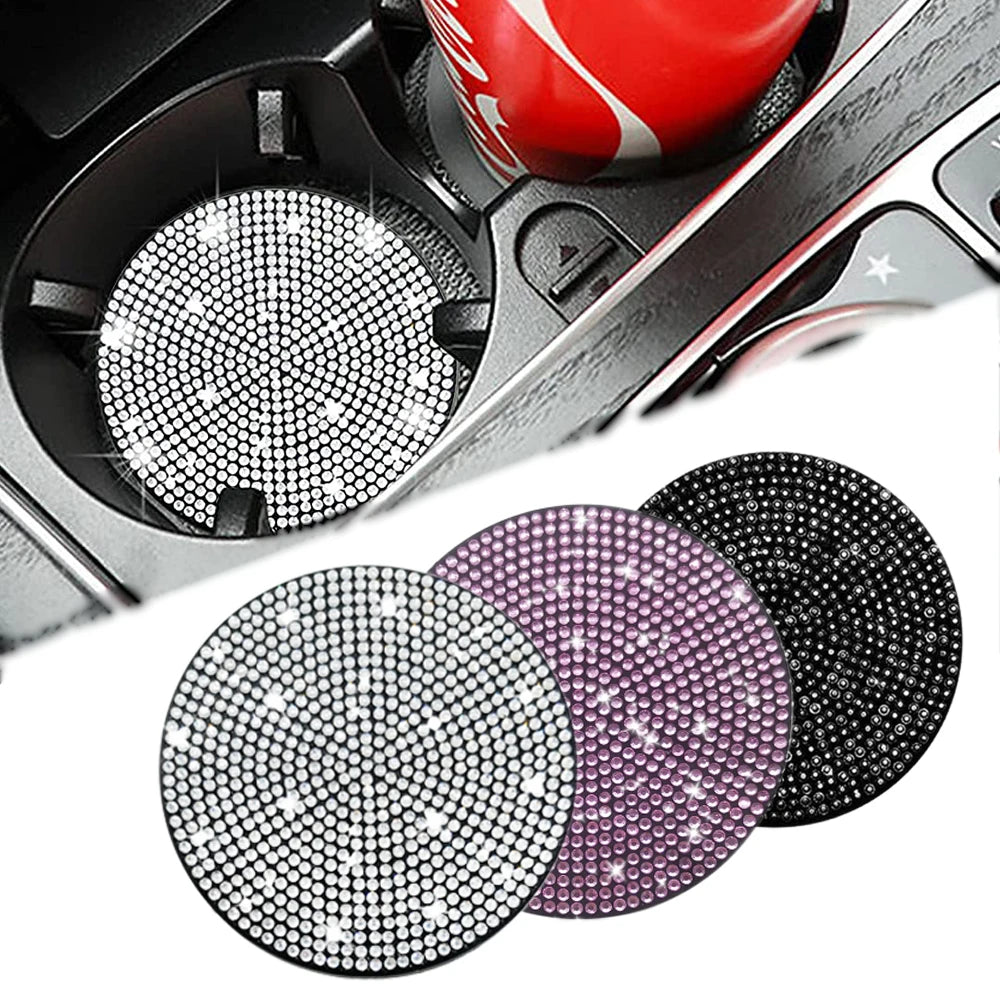 Diamond Car Coaster Water Cup Slot Non-Slip Mat Silica Gel Pad Cup Holder Mat  Gadget Bling Waterproof Car Interior Accessories