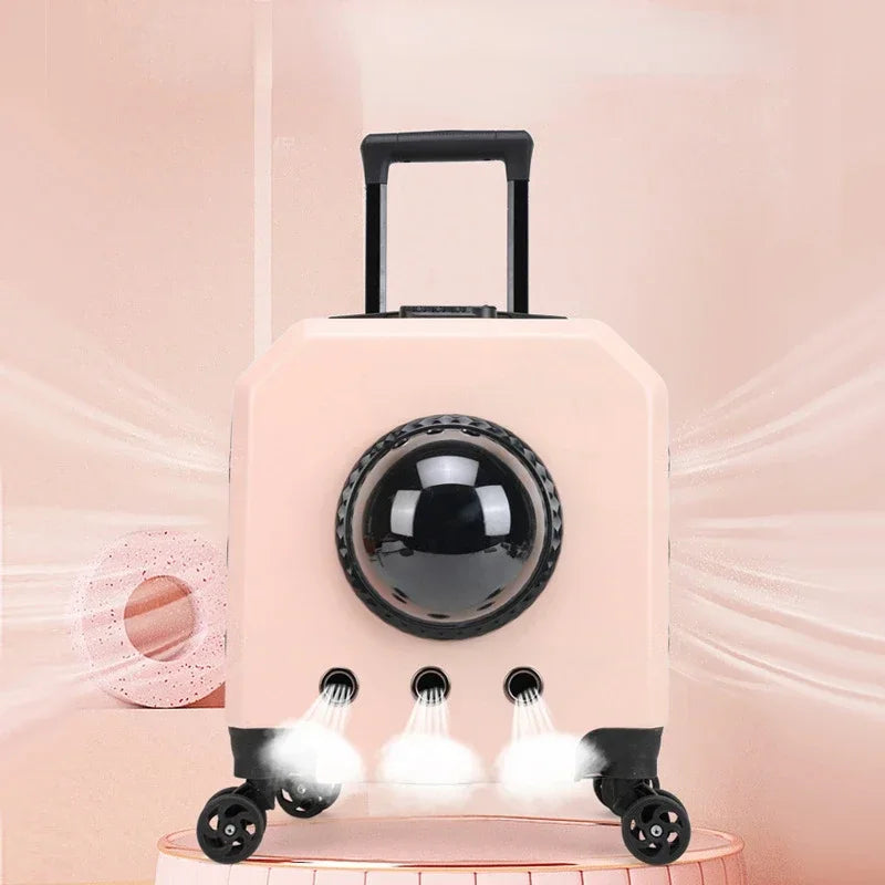 Dogs Air Box Pet Trolley Case Carrier Transparent Capsule Pet Travel Trolley for Puppies Cat Carriers Bag With Wheel