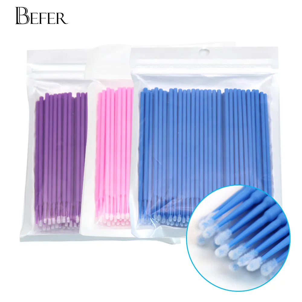 100Pcs Disposable MicroBrush Lash Cotton Swab Eyelash Extension Glue Cleaning Brushes Applicator Sticks Makeup Tools Wholesale