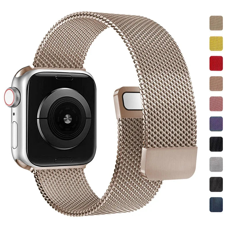 Strap For Apple watch Band 44mm 45mm 41mm 49mm 42mm 40mm 45mm Milanese Loop bracelet correa iwatch series 9 7 8 4 5 6 SE Ultra2