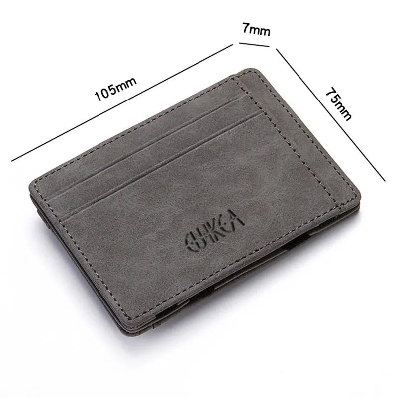 Mini Men Card Holder Wallets Zipper Coin Pocket Slim Magic Male Wallet Quality PU Leather Credit Bank Card Case Small Men Purses