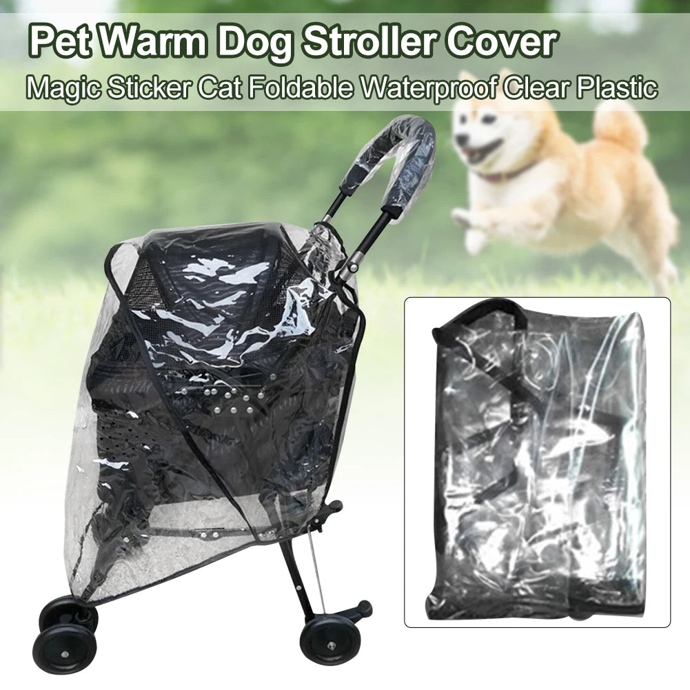 Dog Stroller Cover Portable Carrier Accessories Foldable Waterproof Clear Plastic Pet Warm Cat Breathable Pushchair Pram