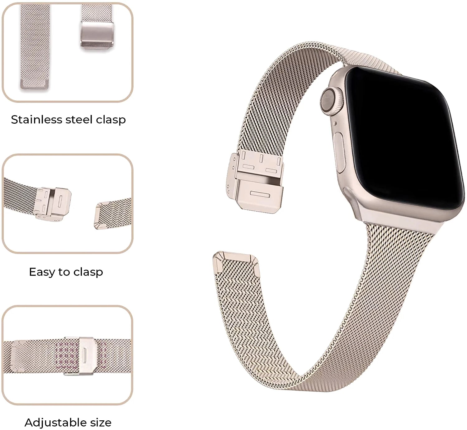 Slim bracelet Metal band for Apple Watch 9 8 7 6 SE 5 4 38 40 41 45 49MM Ultra Stainless Steel Milanese strap for iwatch 42 44MM