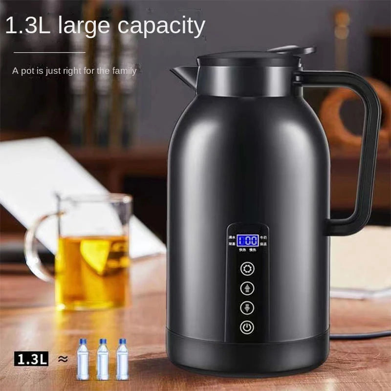 Portable Car Hot Kettle 1200ML Water Heater Travel Auto 12V/24V for Tea Coffee 304 Stainless Steel Large Capacity for Vehicle