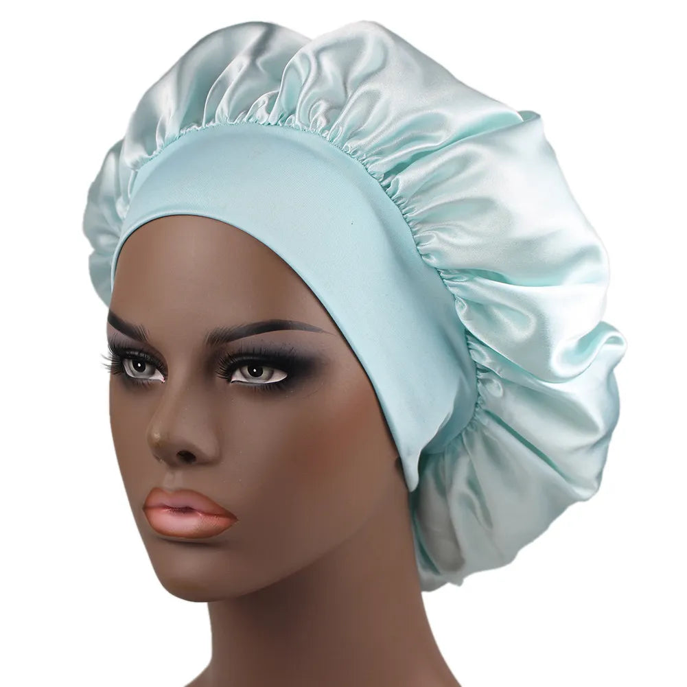 Unisex Head Wrap Elastic Band Cap For Brimmed Night Hat Bath Cap Extra Large Satin Silky Bonnet Sleep with Premium Elastic Band