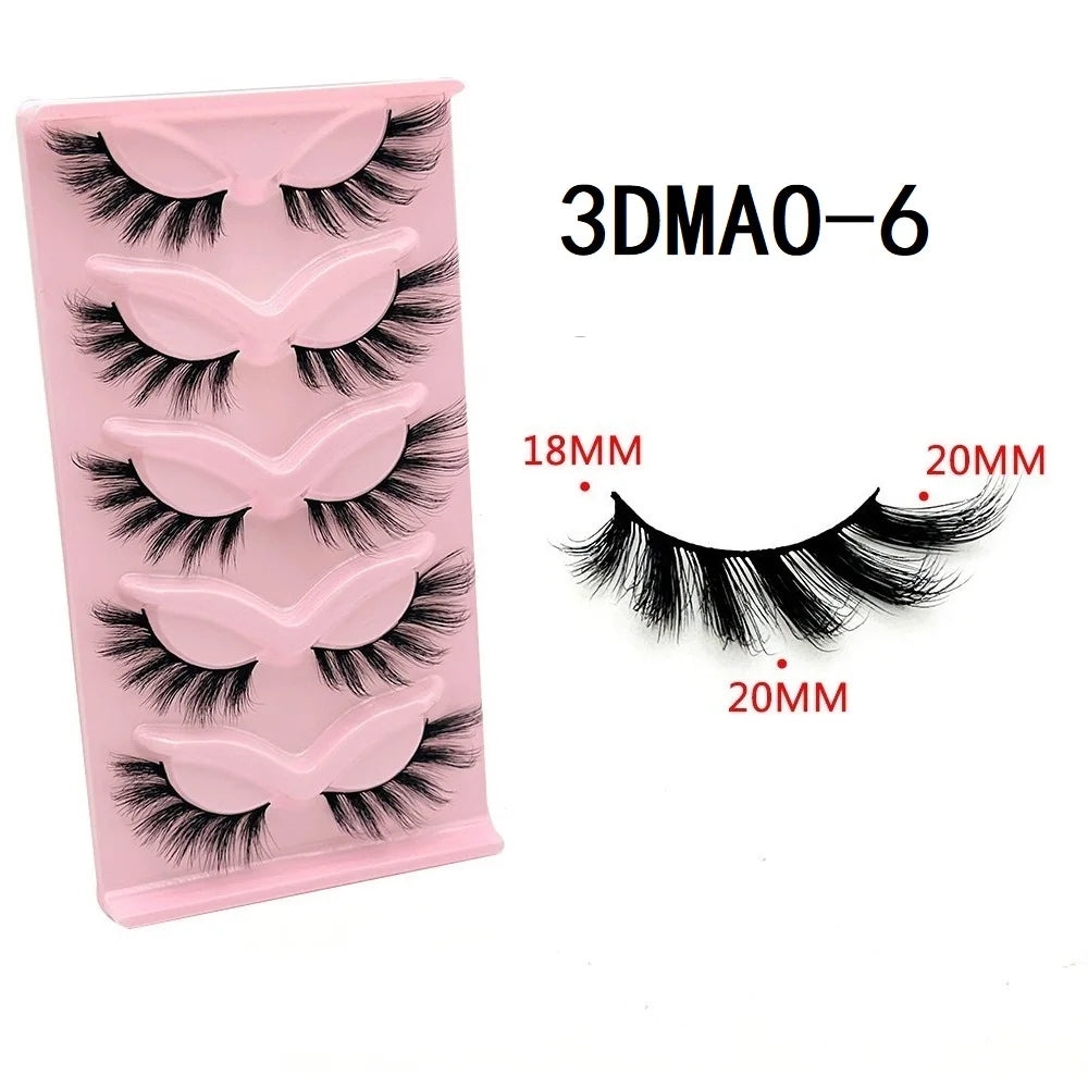 HBZGTLAD Cat eye Eyelashes 3D Natural False Lashes Fluffy Soft Cross 5 pairs Manga Lashes Wispy Natural Eyelash Extension Makeup