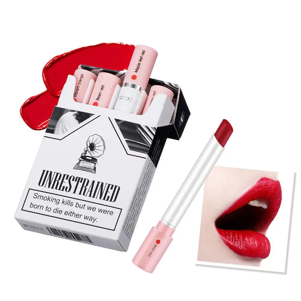 Creative Cigarette Lipstick Set 4 Color Matte Lip Gloss Long Lasting Lip Glaze Waterproof Lip Stick Tube Nude Red Lip Tint Makep