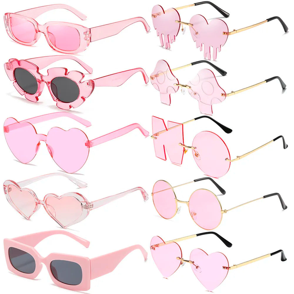 Lovely Pink Color Heart Square Sunglasses Jelly Color Sun Glasses UV400 Protection Shades Summer Party Decoration Women Eyewear