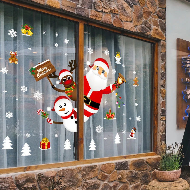 Christmas Window Stickers Christmas Wall Sticker Kids Room Wall Decals Merry Christmas Decorations For Home New Year Stickers