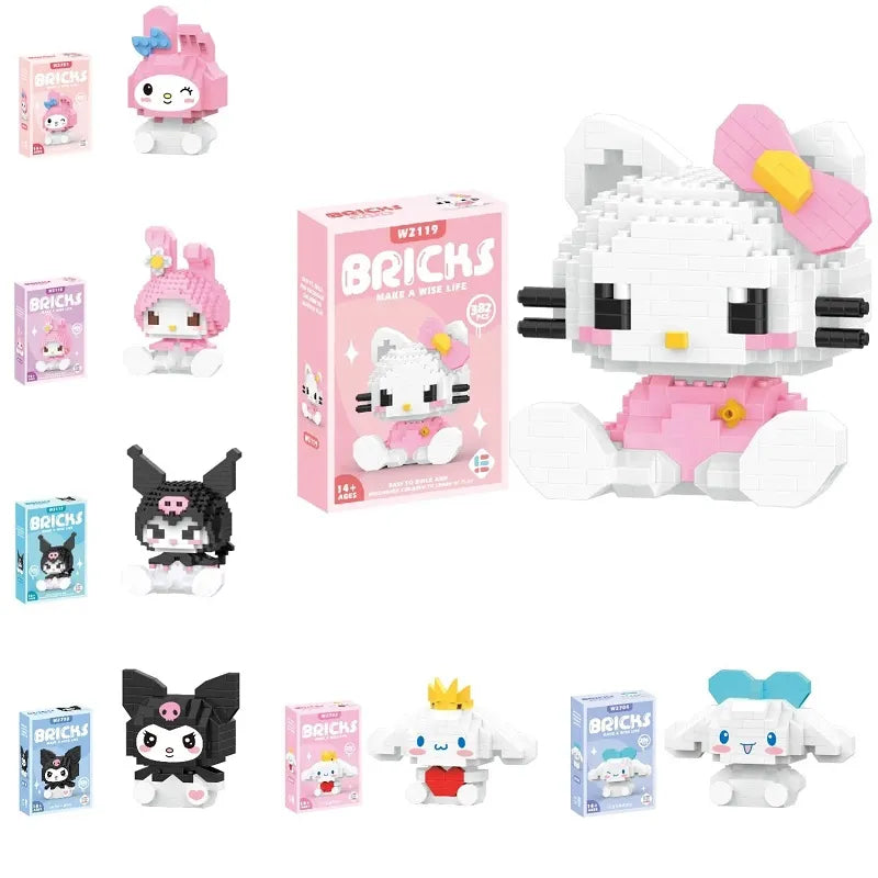 Building Block Sanrio Anime Figure Kuromi Assembled Toys Decorative Ornament Model My Melody Children's Puzzle Gifts