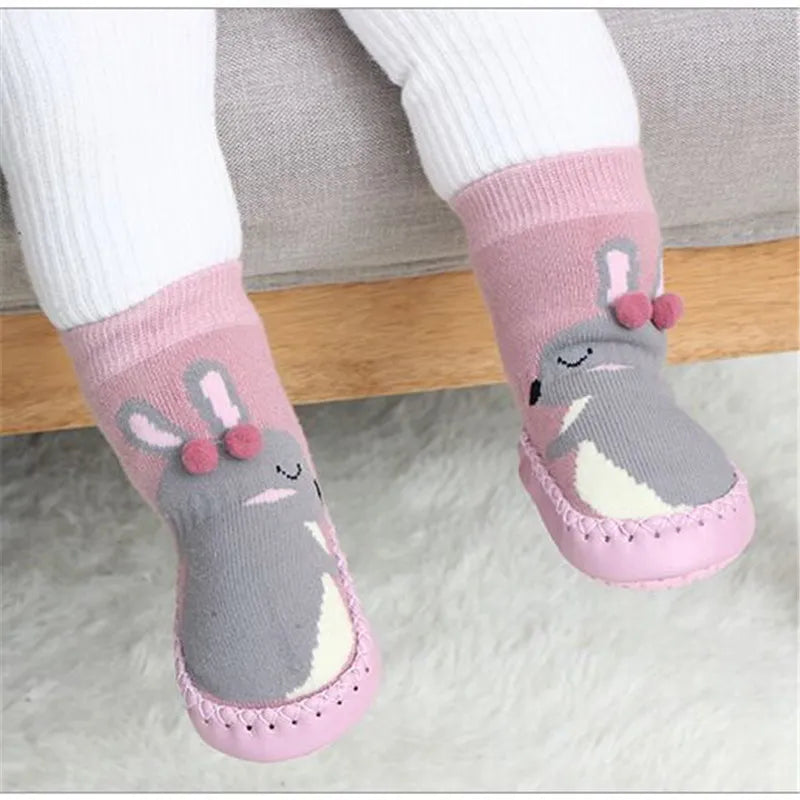 Toddler Indoor Sock Shoes Newborn Baby Socks Winter Thick Terry Cotton Baby Girl Sock with Rubber Soles Infant Animal Funny Sock