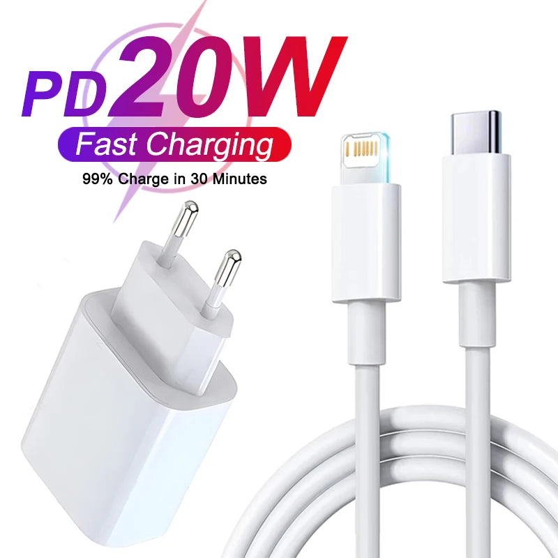 For Apple PD 20W Fast Quick Charger USB Type C For iPhone 15 14 13 12 11 Pro Max Mini Plus XR XS Charging Data Cable Accessories