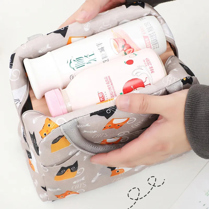 Portable Lunch Bags Thermal Insulation Lunch Box Storage Bag Children's School Lunch Box Bag Picnic Storage Large Capacity Tote