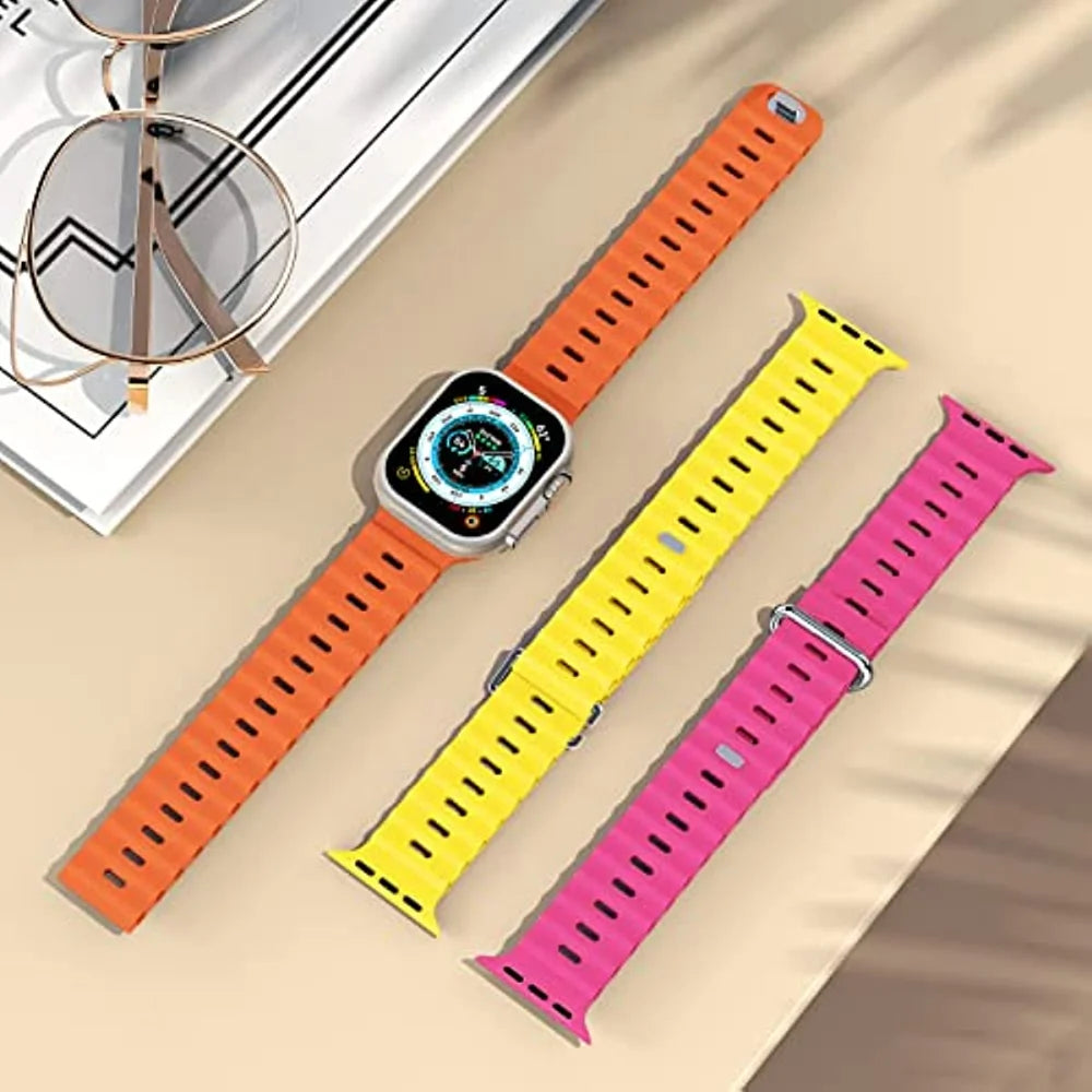 Ocean Strap for Apple Watch ultra 49mm band 45mm 41mm 44mm 40mm 42mm 38mm Silicone Bracelet iWatch Series 8 7 6 5 4 3 SE 44 45mm