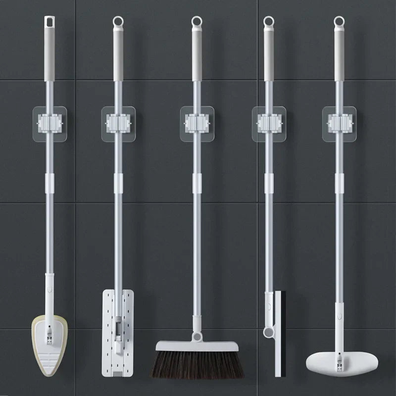 2/4PCS Home Storage Rack Bathroom Suction Hanging Pipe Traceless Hooks Wall Mounted Mop Organizer Holder Waterproof Broom Hanger