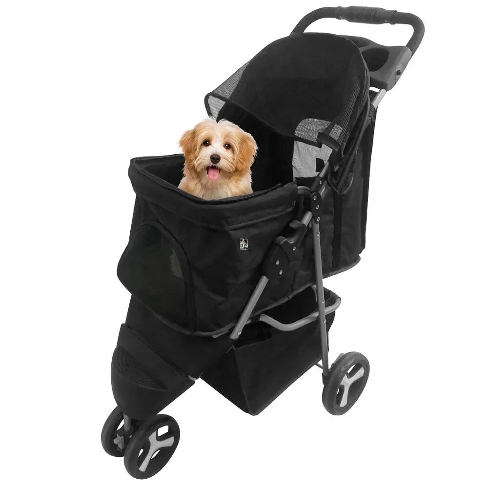 Foldable Pet Stroller Portable Dog Cat Trolley Breathable Carrier for Dog Kitten Travel Walking Outdoor Cat Dog Accessories